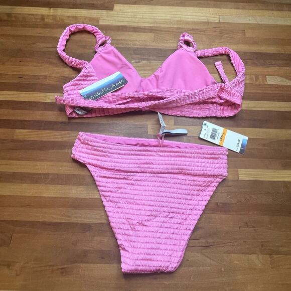 Isabella Rose Maza Textured Bralette Bikini set Pink small - Picture 5 of 7